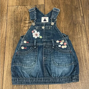 Baby‎ Gap Denim Floral Overall Dress 3-6 Months